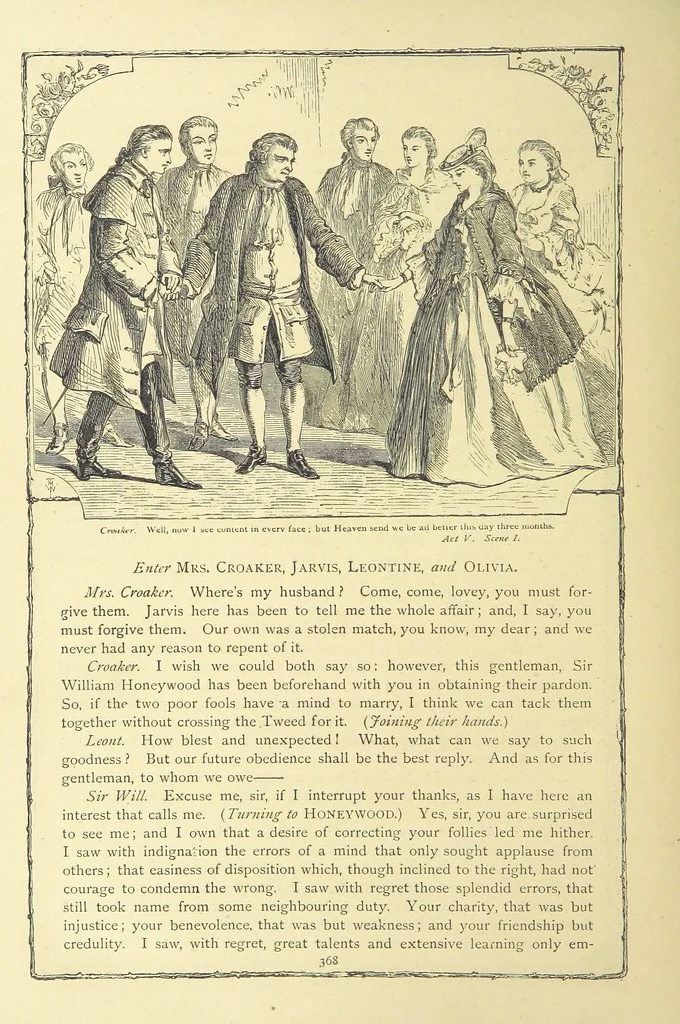 An illustration from The works of Oliver Goldsmith ... With introductions, notes, and a life of Oliver Goldsmith, by John Francis Waller, 1871, leaf 418
