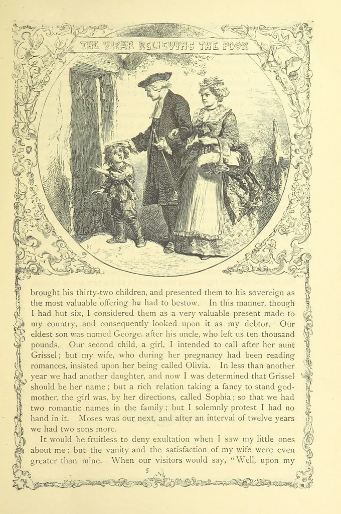An illustration from The works of Oliver Goldsmith ... With introductions, notes, and a life of Oliver Goldsmith, by John Francis Waller, 1871, leaf 57