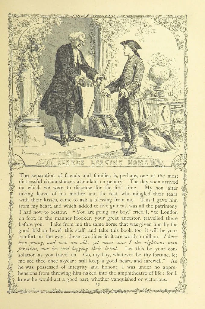 An illustration from The works of Oliver Goldsmith ... With introductions, notes, and a life of Oliver Goldsmith, by John Francis Waller, 1871, leaf 65