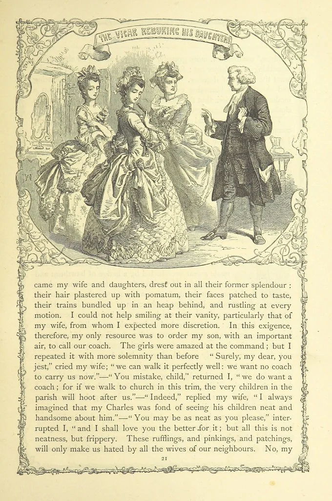An illustration from The works of Oliver Goldsmith ... With introductions, notes, and a life of Oliver Goldsmith, by John Francis Waller, 1871, leaf 73
