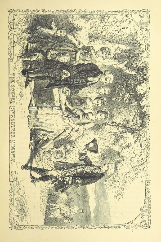 An illustration from The works of Oliver Goldsmith ... With introductions, notes, and a life of Oliver Goldsmith, by John Francis Waller, 1871, leaf 77