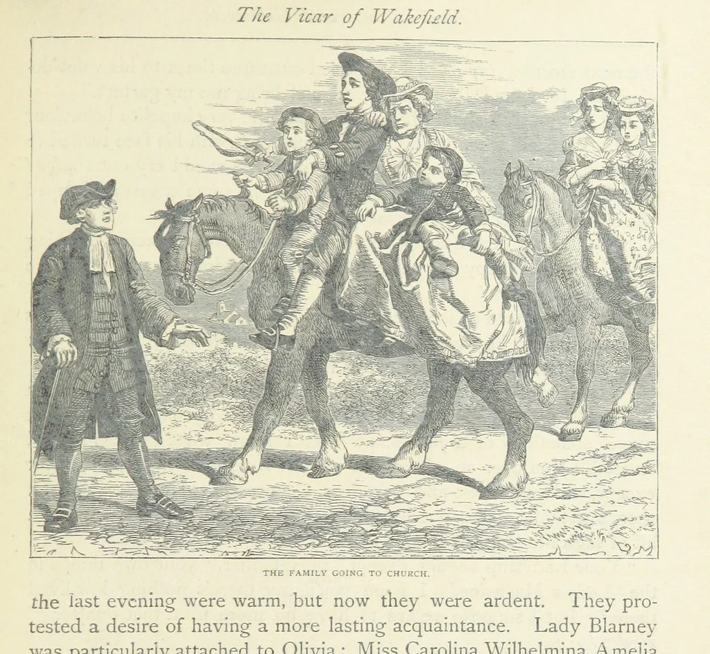 An illustration from The vicar of Wakefield, and other works ... With introduction notes and a life of Oliver Goldsmith, by John Francis Waller, 1877, leaf 101