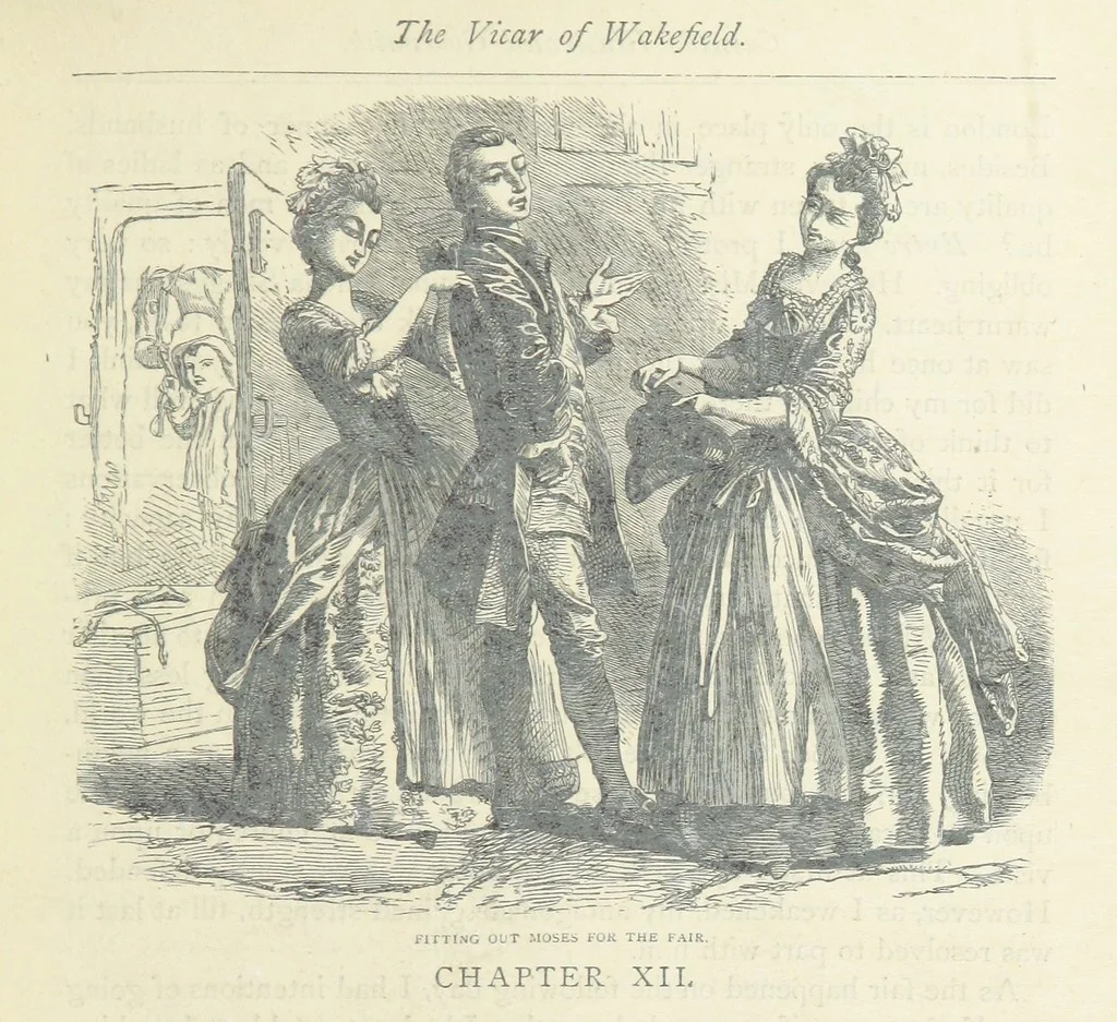 An illustration from The vicar of Wakefield, and other works ... With introduction notes and a life of Oliver Goldsmith, by John Francis Waller, 1877, leaf 105