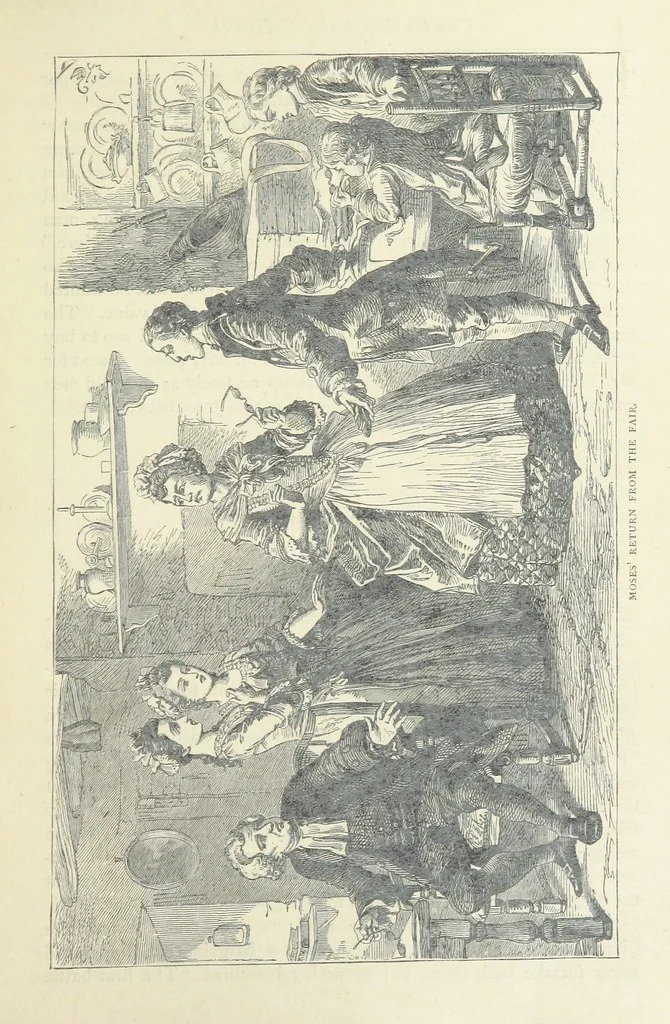 An illustration from The vicar of Wakefield, and other works ... With introduction notes and a life of Oliver Goldsmith, by John Francis Waller, 1877, leaf 109