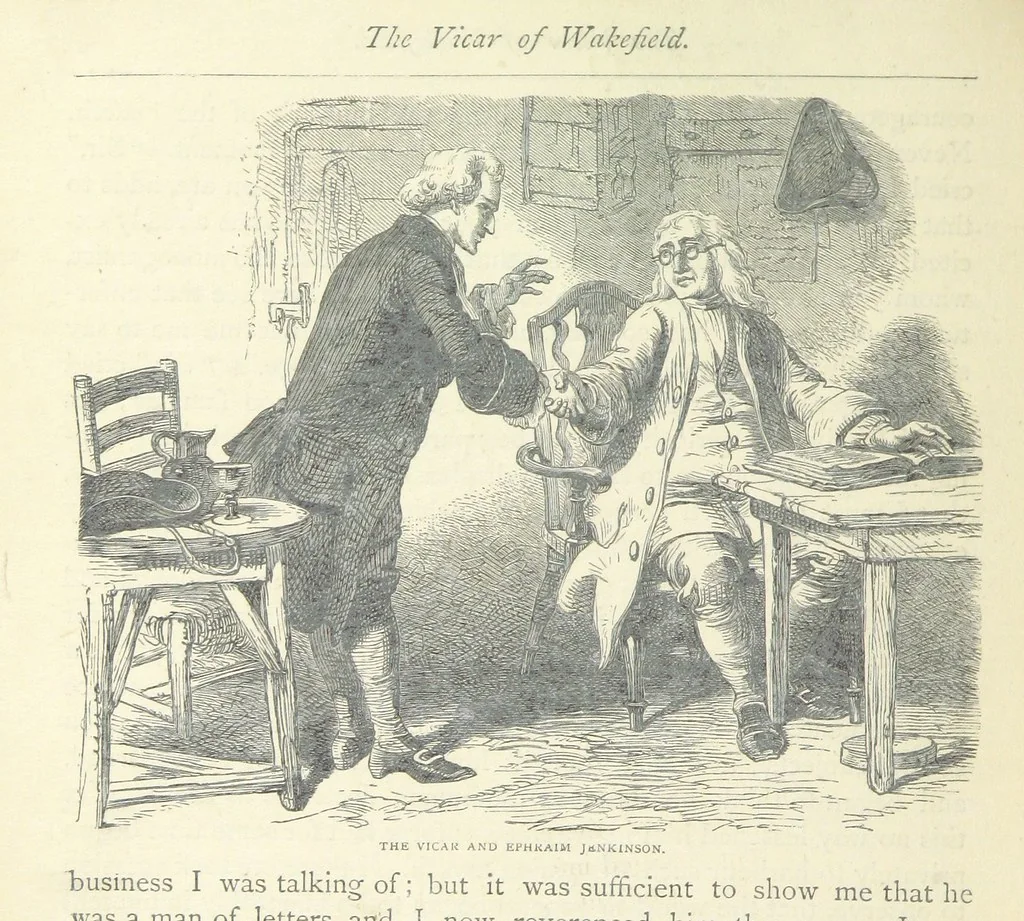 An illustration from The vicar of Wakefield, and other works ... With introduction notes and a life of Oliver Goldsmith, by John Francis Waller, 1877, leaf 116