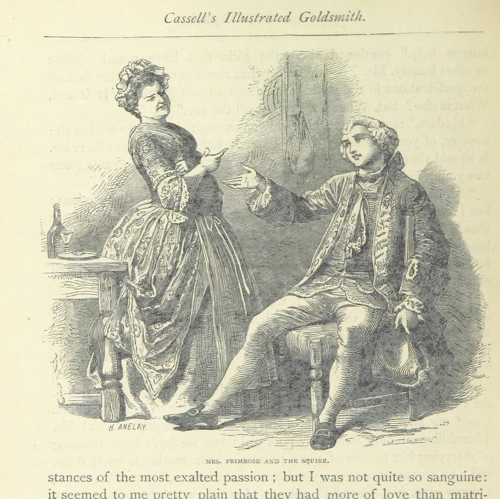 An illustration from The vicar of Wakefield, and other works ... With introduction notes and a life of Oliver Goldsmith, by John Francis Waller, 1877, leaf 128