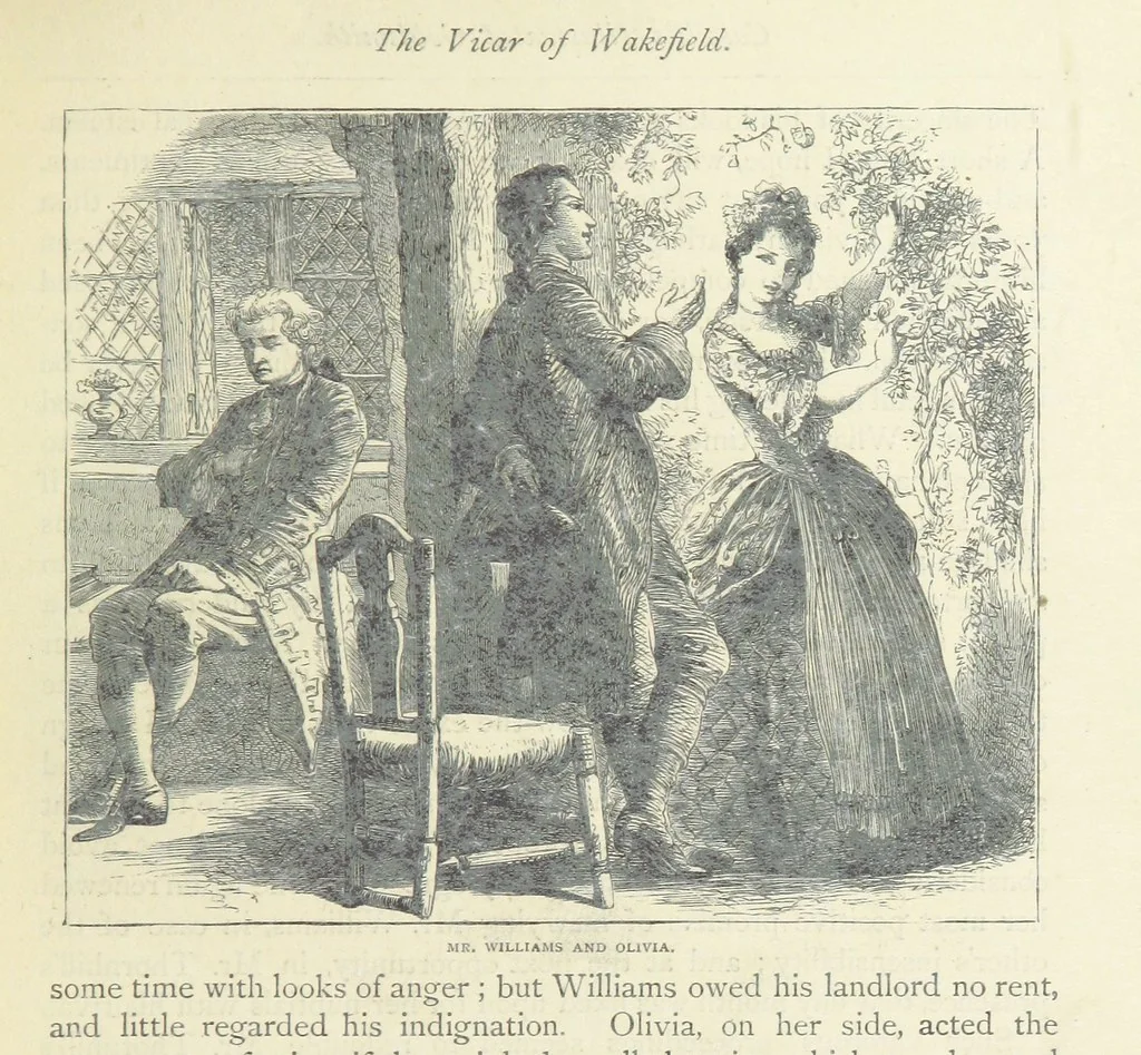 An illustration from The vicar of Wakefield, and other works ... With introduction notes and a life of Oliver Goldsmith, by John Francis Waller, 1877, leaf 129