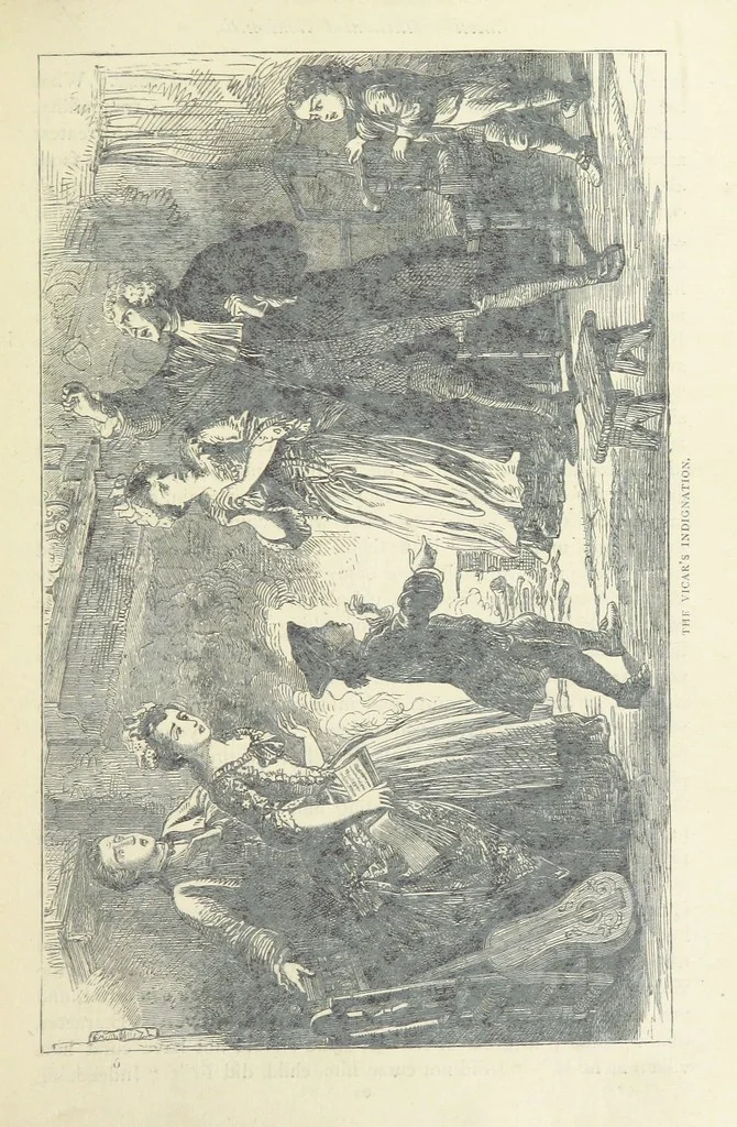 An illustration from The vicar of Wakefield, and other works ... With introduction notes and a life of Oliver Goldsmith, by John Francis Waller, 1877, leaf 133