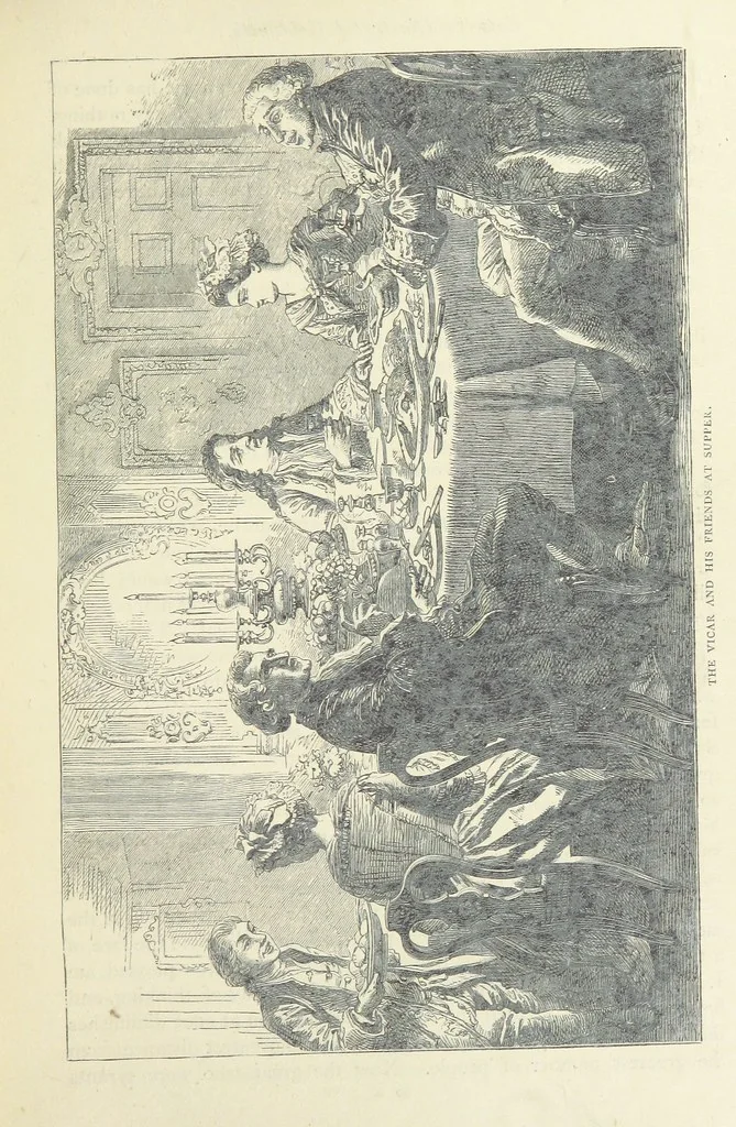 An illustration from The vicar of Wakefield, and other works ... With introduction notes and a life of Oliver Goldsmith, by John Francis Waller, 1877, leaf 141