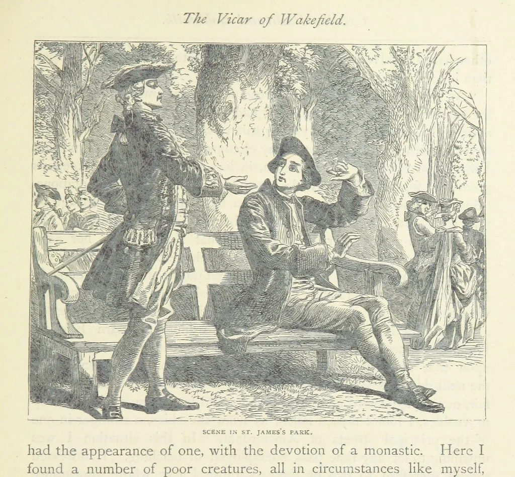 An illustration from The vicar of Wakefield, and other works ... With introduction notes and a life of Oliver Goldsmith, by John Francis Waller, 1877, leaf 157