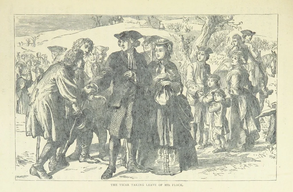An illustration from The vicar of Wakefield, and other works ... With introduction notes and a life of Oliver Goldsmith, by John Francis Waller, 1877, leaf 185