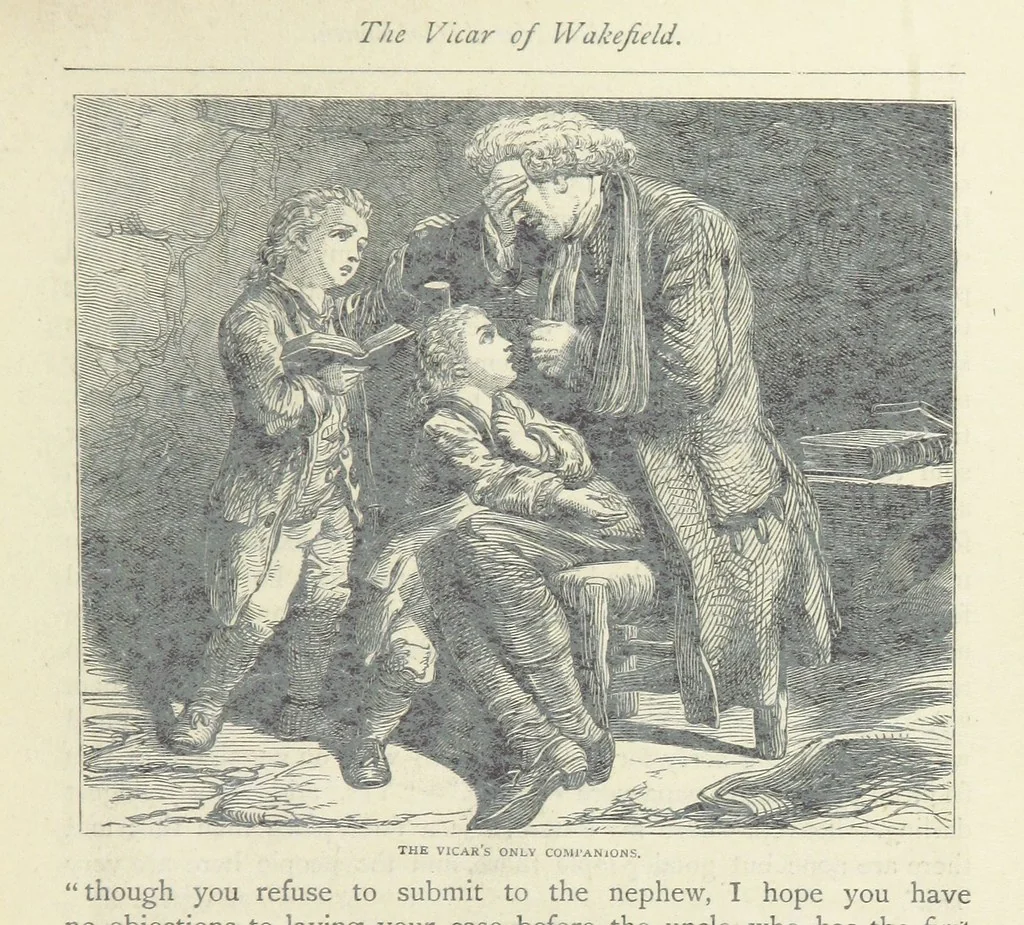 An illustration from The vicar of Wakefield, and other works ... With introduction notes and a life of Oliver Goldsmith, by John Francis Waller, 1877, leaf 201