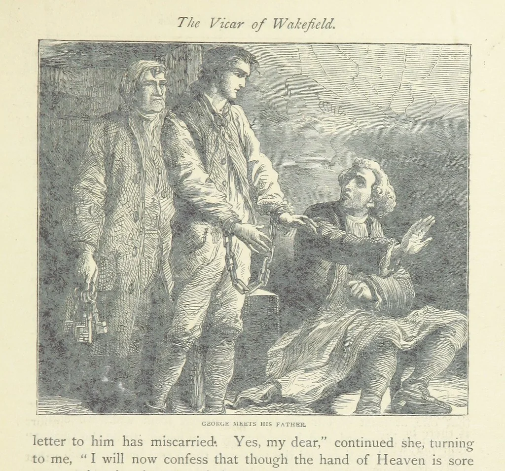 An illustration from The vicar of Wakefield, and other works ... With introduction notes and a life of Oliver Goldsmith, by John Francis Waller, 1877, leaf 205