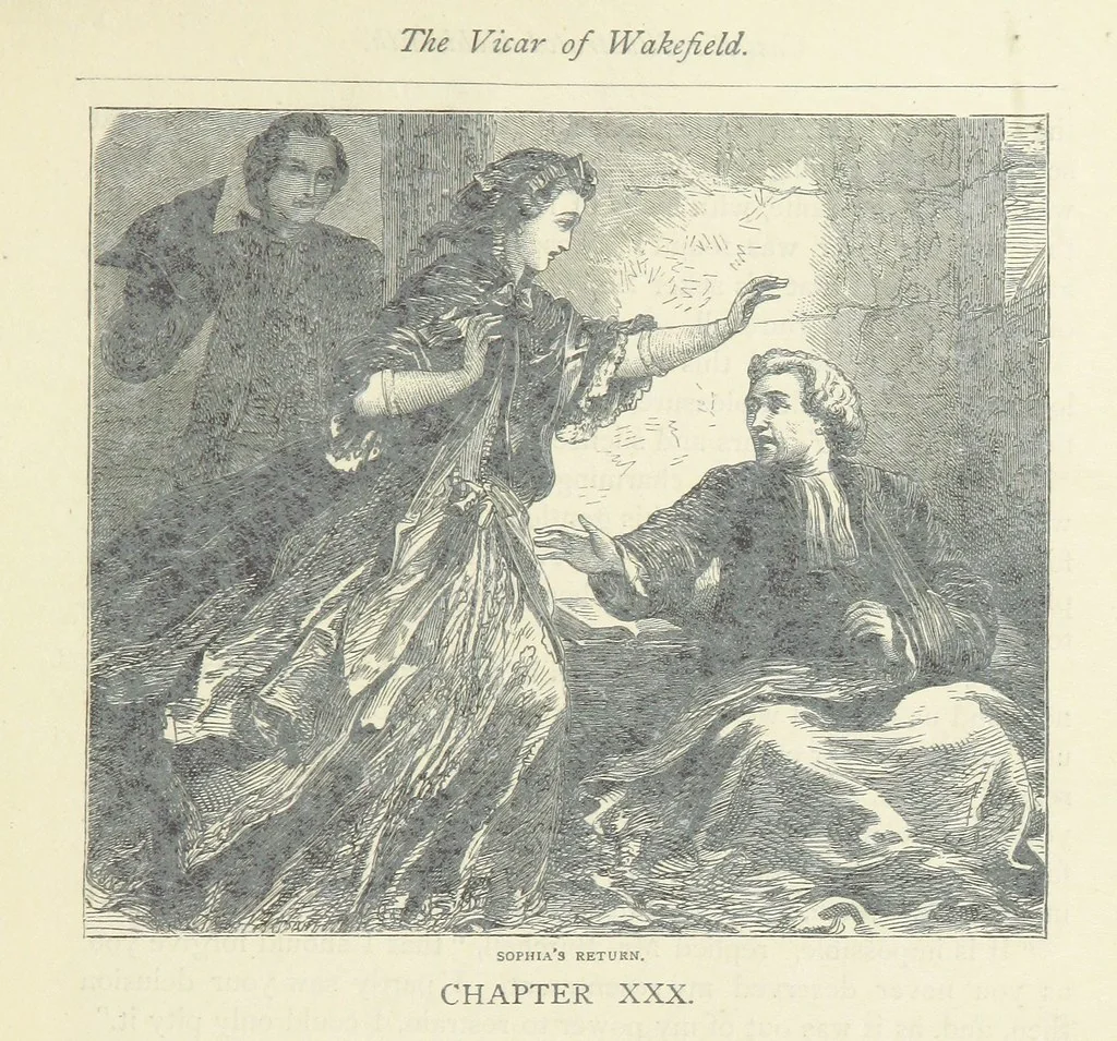 An illustration from The vicar of Wakefield, and other works ... With introduction notes and a life of Oliver Goldsmith, by John Francis Waller, 1877, leaf 213