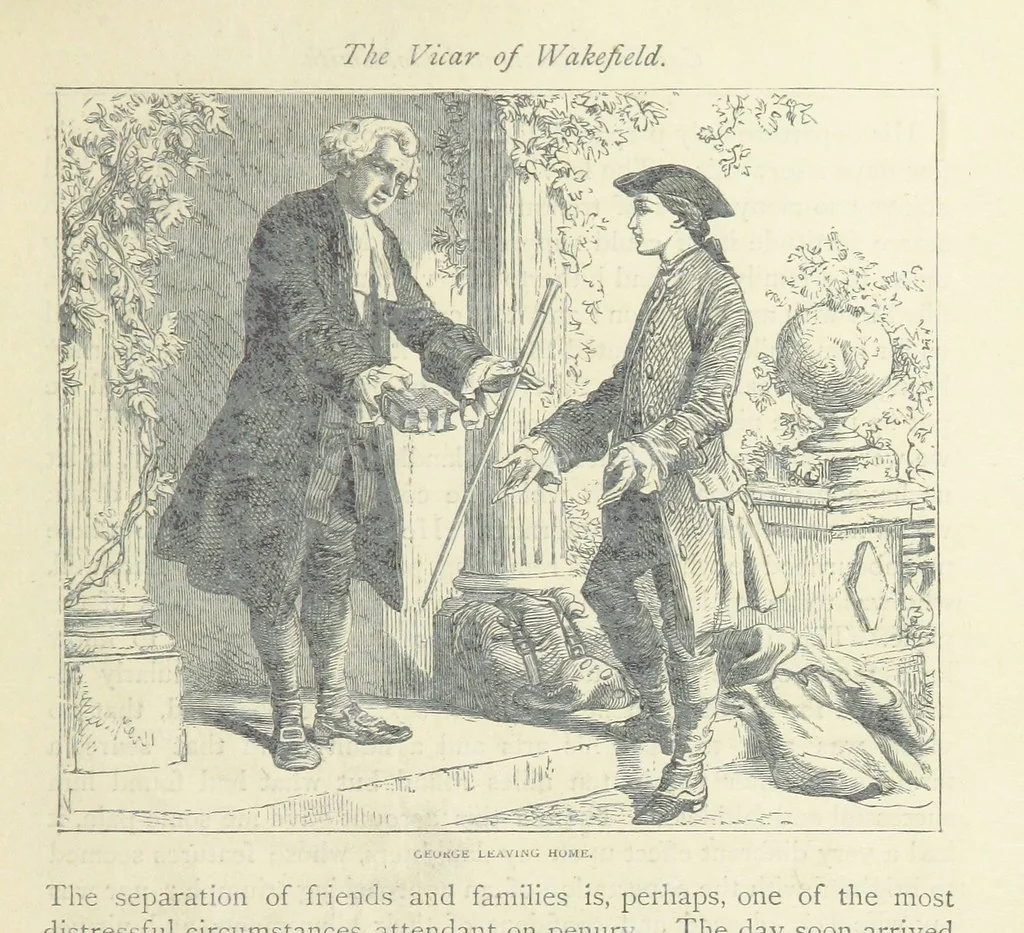 An illustration from The vicar of Wakefield, and other works ... With introduction notes and a life of Oliver Goldsmith, by John Francis Waller, 1877, leaf 65