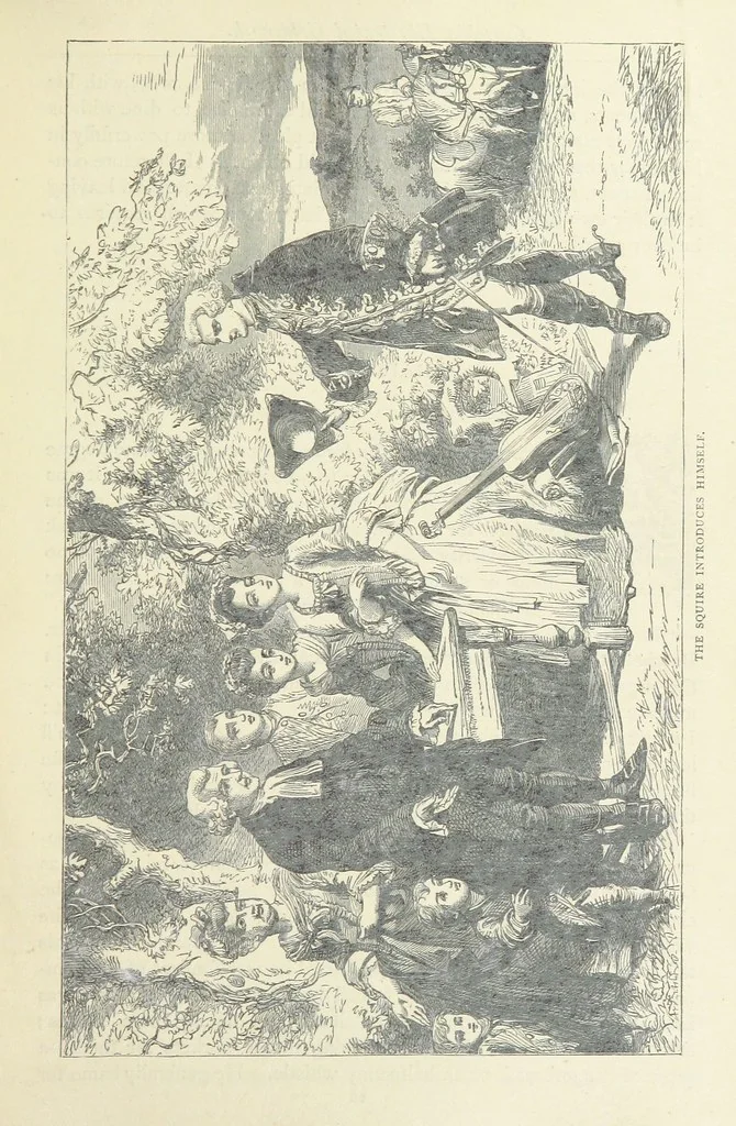An illustration from The vicar of Wakefield, and other works ... With introduction notes and a life of Oliver Goldsmith, by John Francis Waller, 1877, leaf 77