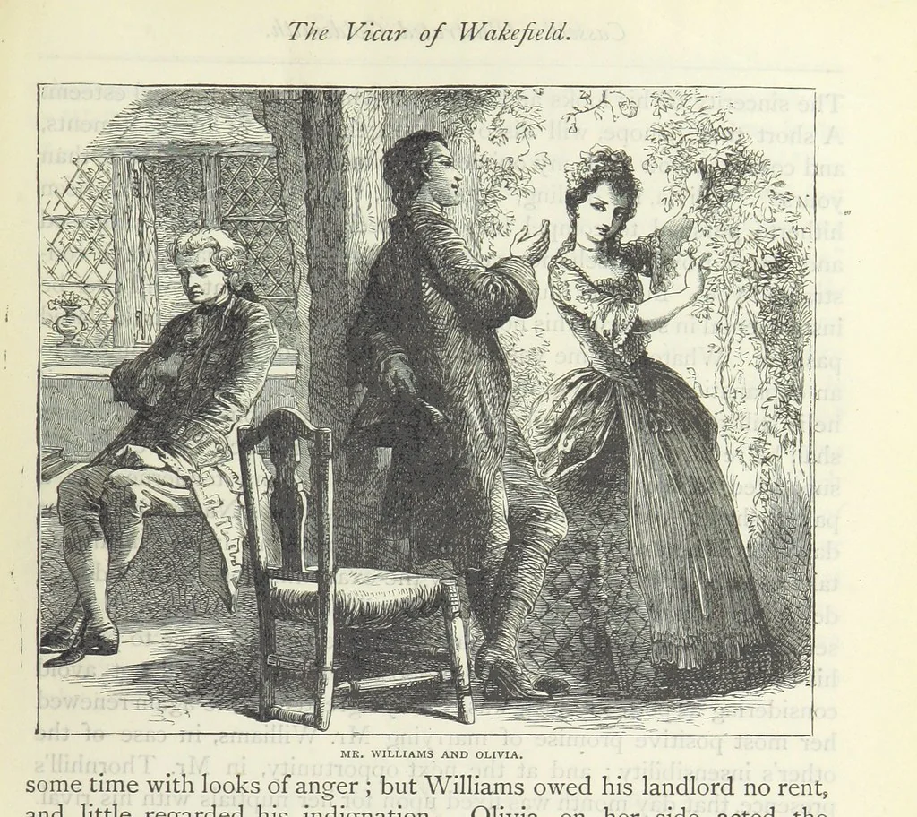 An illustration from The vicar of Wakefield, and other works ... With introduction notes and a life of Oliver Goldsmith, by John Francis Waller, 1885, leaf 129