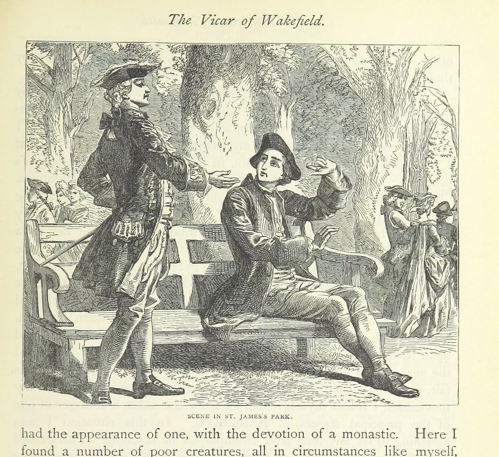 An illustration from The vicar of Wakefield, and other works ... With introduction notes and a life of Oliver Goldsmith, by John Francis Waller, 1885, leaf 157