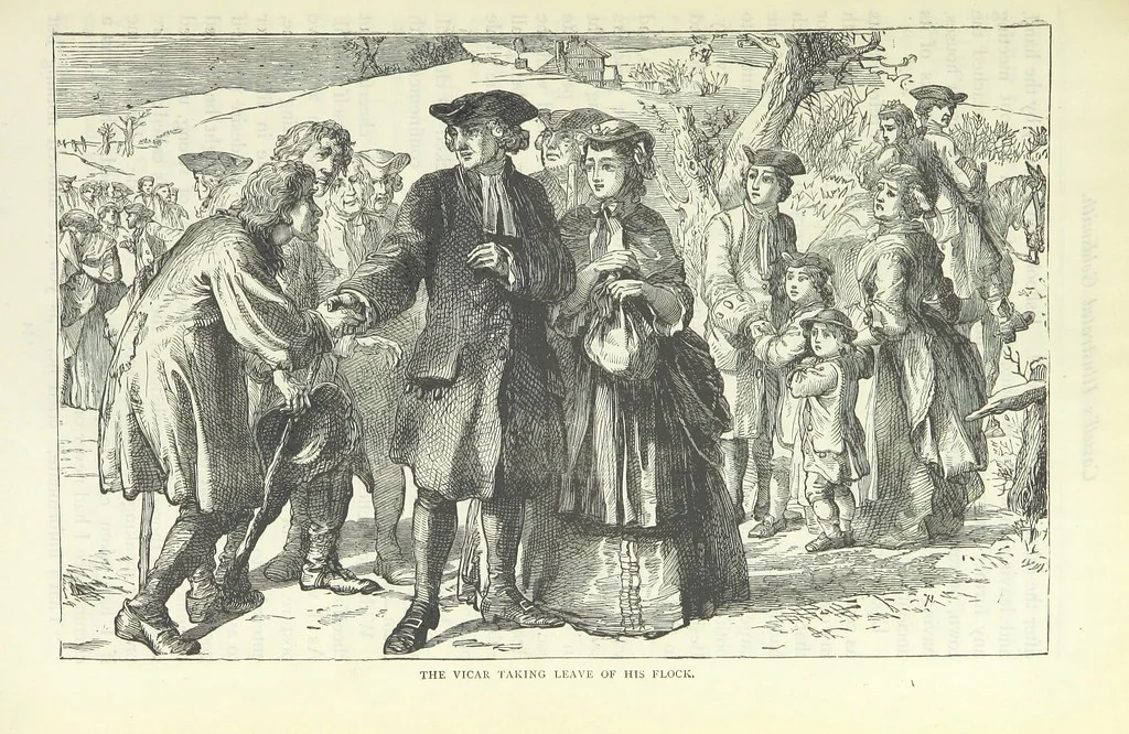 An illustration from The vicar of Wakefield, and other works ... With introduction notes and a life of Oliver Goldsmith, by John Francis Waller, 1885, leaf 185