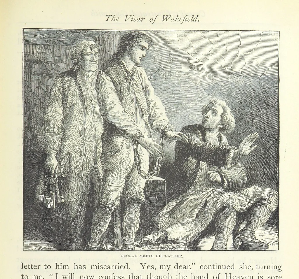 An illustration from The vicar of Wakefield, and other works ... With introduction notes and a life of Oliver Goldsmith, by John Francis Waller, 1885, leaf 205