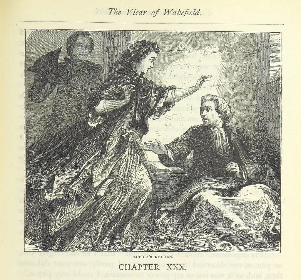 An illustration from The vicar of Wakefield, and other works ... With introduction notes and a life of Oliver Goldsmith, by John Francis Waller, 1885, leaf 213