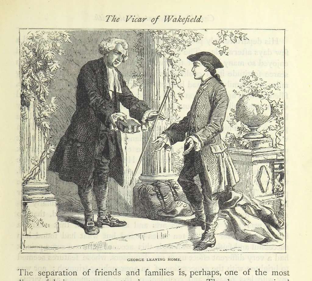 An illustration from The vicar of Wakefield, and other works ... With introduction notes and a life of Oliver Goldsmith, by John Francis Waller, 1885, leaf 65