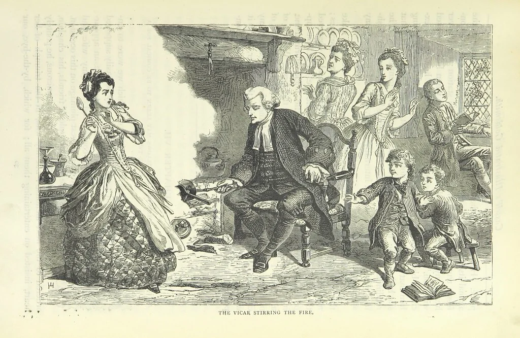 An illustration from The vicar of Wakefield, and other works ... With introduction notes and a life of Oliver Goldsmith, by John Francis Waller, 1885, leaf 81