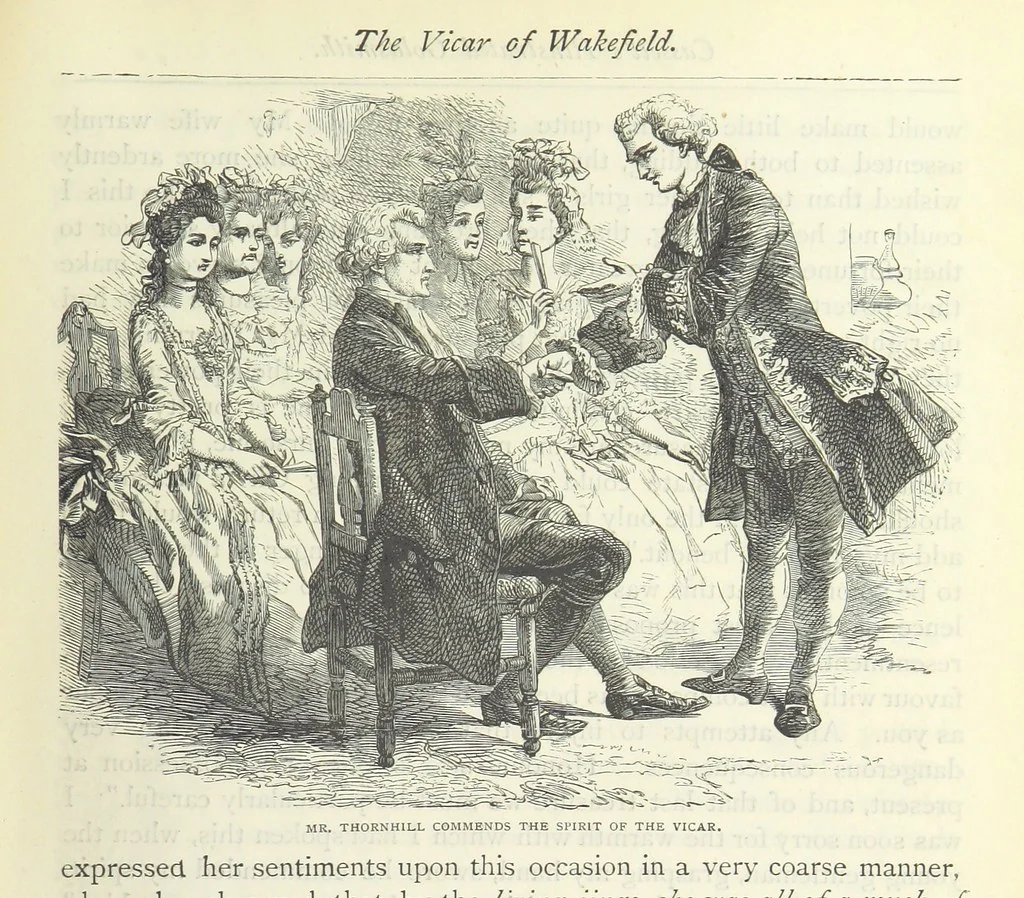 An illustration from The vicar of Wakefield, and other works ... With introduction notes and a life of Oliver Goldsmith, by John Francis Waller, 1885, leaf 93