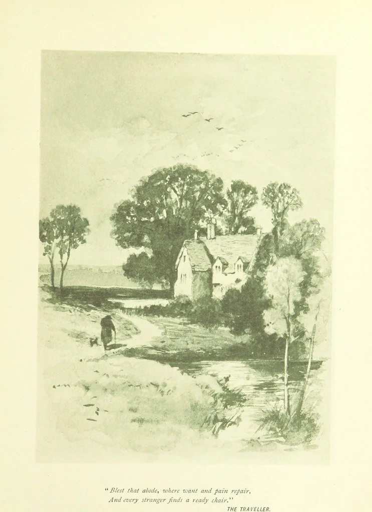 An illustration from The poetical works of Oliver Goldsmith. Illustrated by wood engravings from the designs of Cope, Creswick, Horsley, Redgrave, and Frederick Tayler, 1888, leaf 119