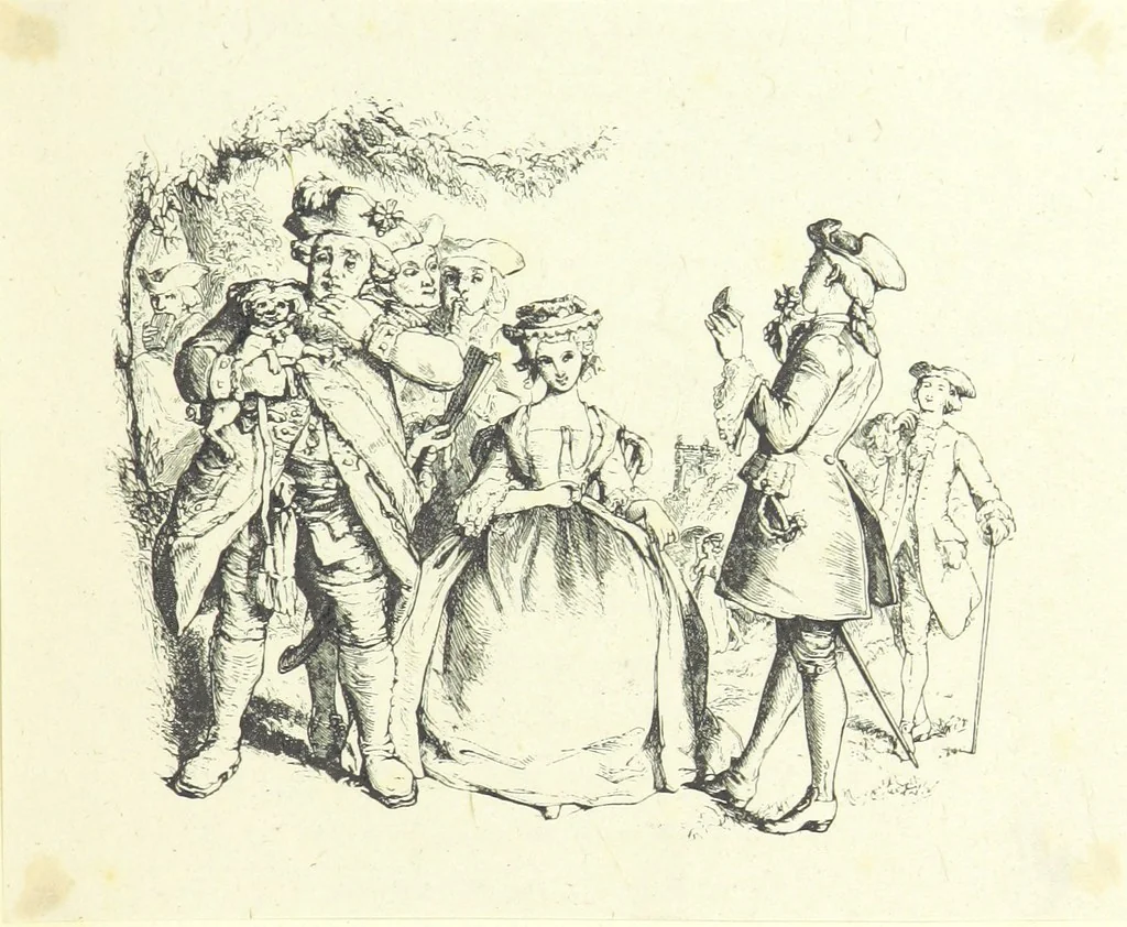 An illustration from The poetical works of Oliver Goldsmith. Illustrated by wood engravings from the designs of Cope, Creswick, Horsley, Redgrave, and Frederick Tayler, 1888, leaf 161