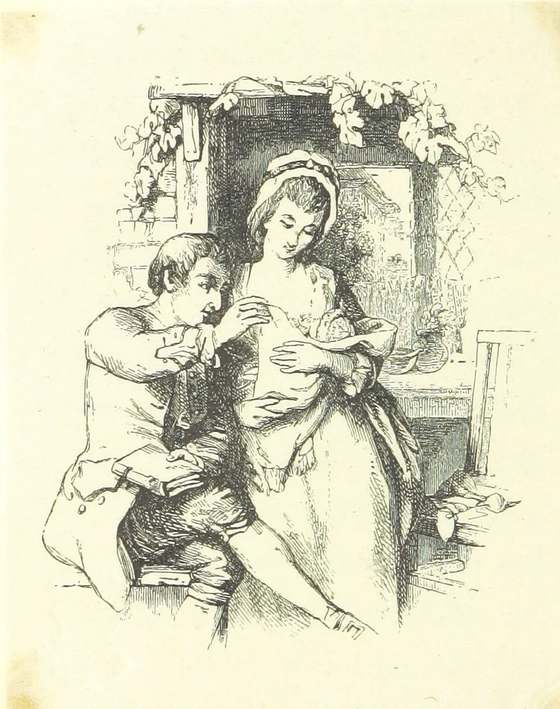 An illustration from The poetical works of Oliver Goldsmith. Illustrated by wood engravings from the designs of Cope, Creswick, Horsley, Redgrave, and Frederick Tayler, 1888, leaf 164