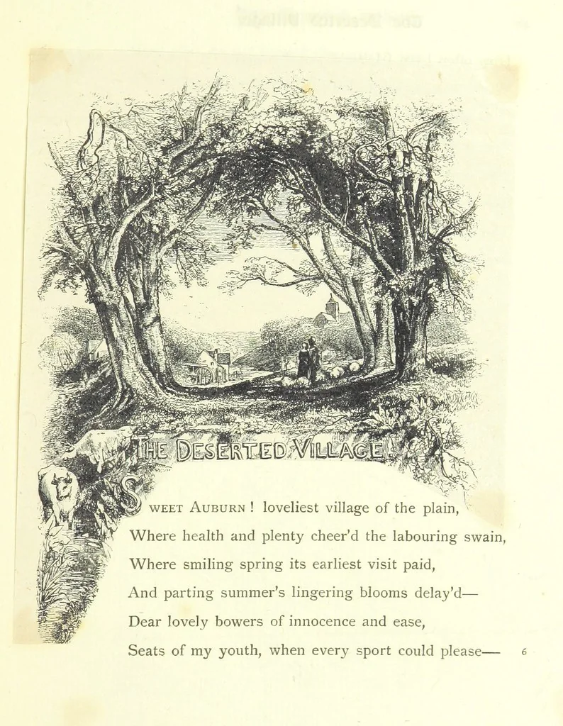 An illustration from The poetical works of Oliver Goldsmith. Illustrated by wood engravings from the designs of Cope, Creswick, Horsley, Redgrave, and Frederick Tayler, 1888, leaf 81