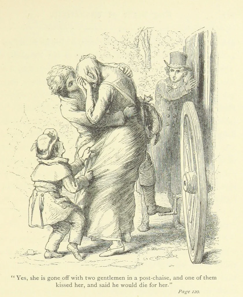 An illustration from The vicar of Wakefield ... With a memoir of Goldsmith, by Professor Masson, 1888, leaf 105