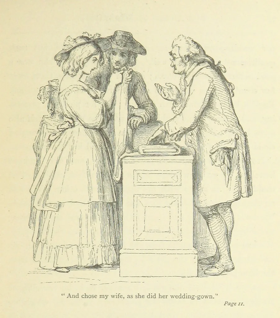 An illustration from The vicar of Wakefield ... With a memoir of Goldsmith, by Professor Masson, 1888, leaf 17
