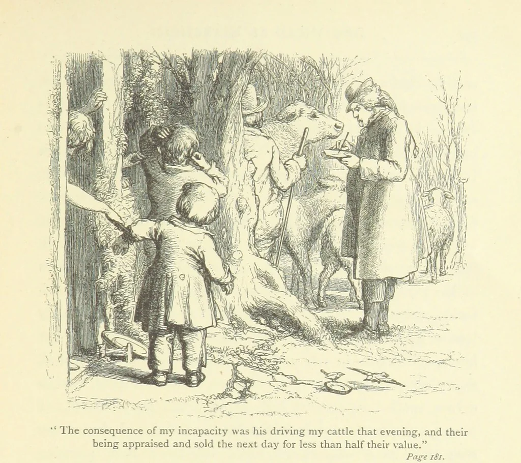 An illustration from The vicar of Wakefield ... With a memoir of Goldsmith, by Professor Masson, 1888, leaf 177