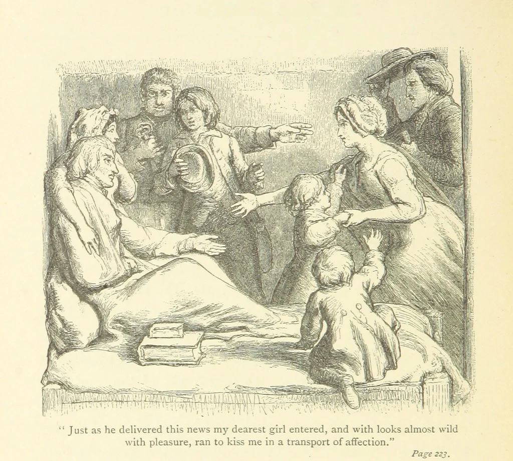 An illustration from The vicar of Wakefield ... With a memoir of Goldsmith, by Professor Masson, 1888, leaf 228
