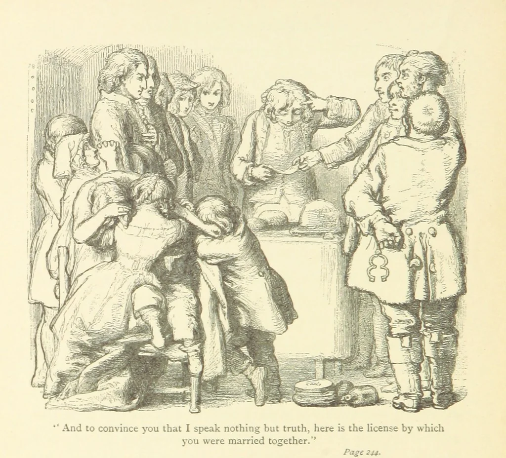 An illustration from The vicar of Wakefield ... With a memoir of Goldsmith, by Professor Masson, 1888, leaf 238
