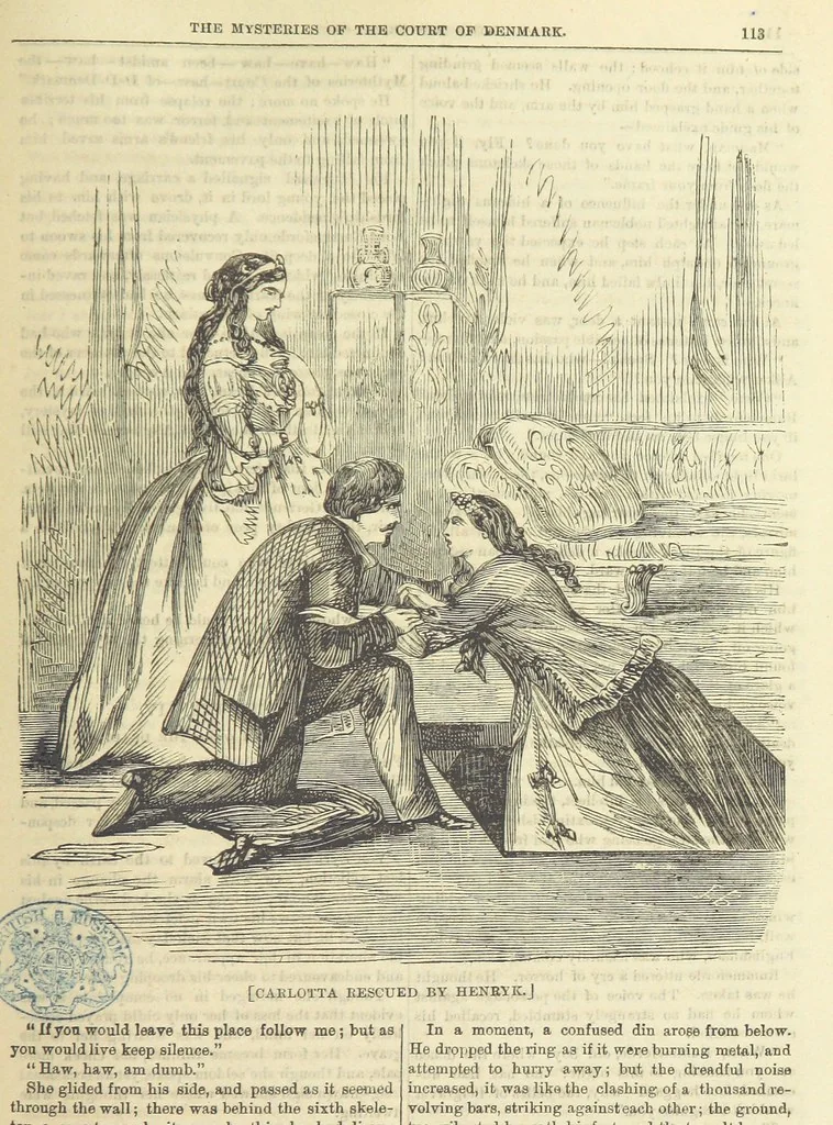 An illustration from The Mysteries of the Court of Denmark ... Illustrated, 1863, leaf 125