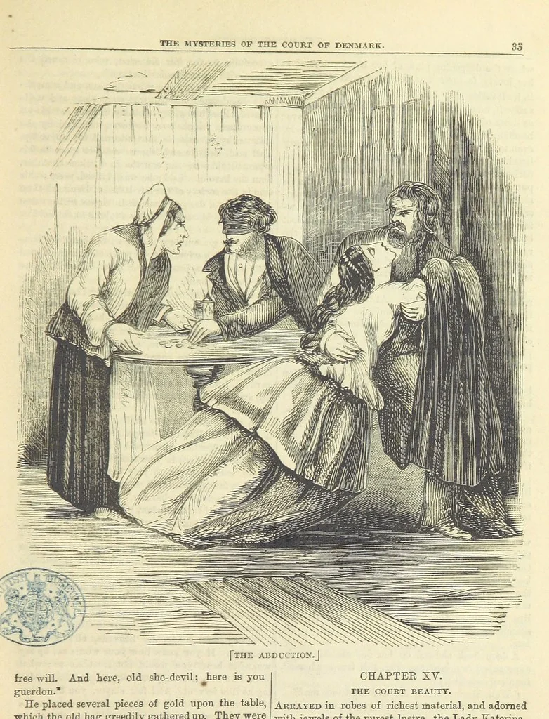 An illustration from The Mysteries of the Court of Denmark ... Illustrated, 1863, leaf 45