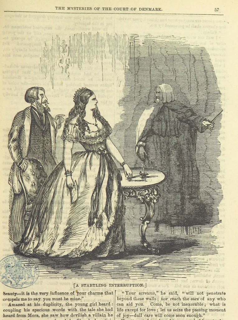 An illustration from The Mysteries of the Court of Denmark ... Illustrated, 1863, leaf 69