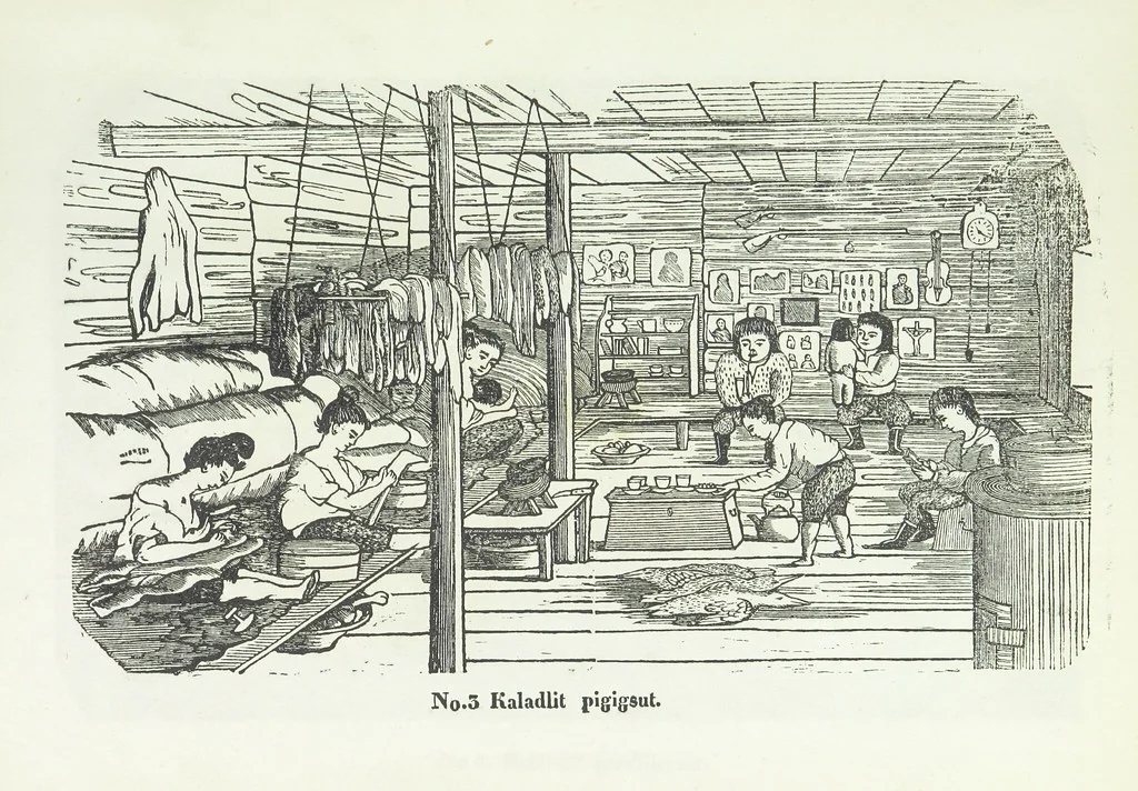 An illustration from Kaladlit Assilialiait; or, Woodcuts drawn and engraved by Greenlanders. [With coloured duplicates of Nos. 1 and 2, 1860, leaf 19