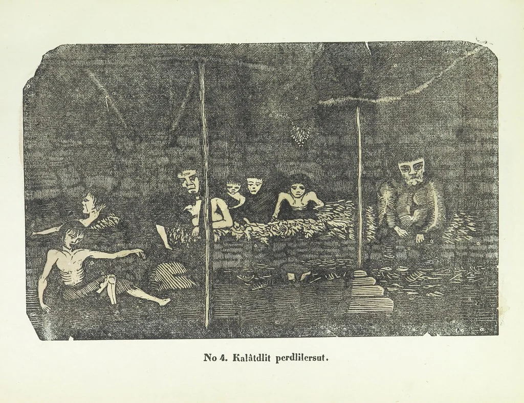 An illustration from Kaladlit Assilialiait; or, Woodcuts drawn and engraved by Greenlanders. [With coloured duplicates of Nos. 1 and 2, 1860, leaf 21