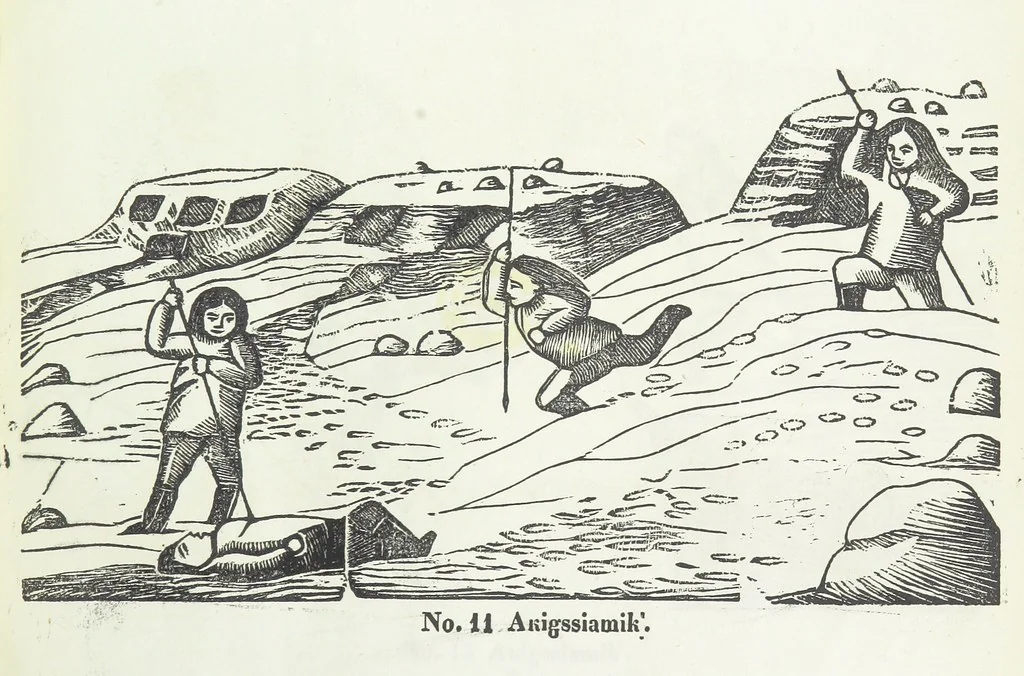 An illustration from Kaladlit Assilialiait; or, Woodcuts drawn and engraved by Greenlanders. [With coloured duplicates of Nos. 1 and 2, 1860, leaf 33