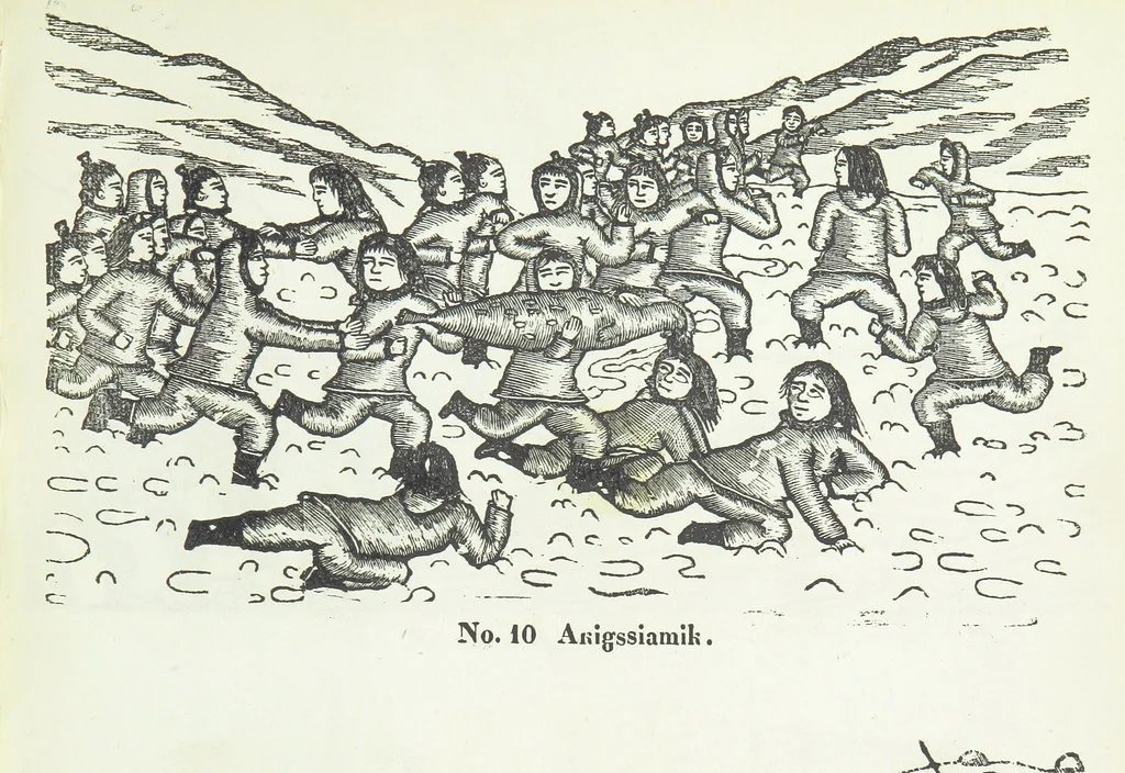 An illustration from Kaladlit Assilialiait; or, Woodcuts drawn and engraved by Greenlanders. [With coloured duplicates of Nos. 1 and 2, 1860, leaf 33