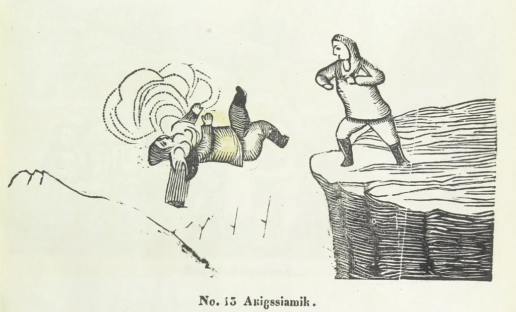 An illustration from Kaladlit Assilialiait; or, Woodcuts drawn and engraved by Greenlanders. [With coloured duplicates of Nos. 1 and 2, 1860, leaf 35