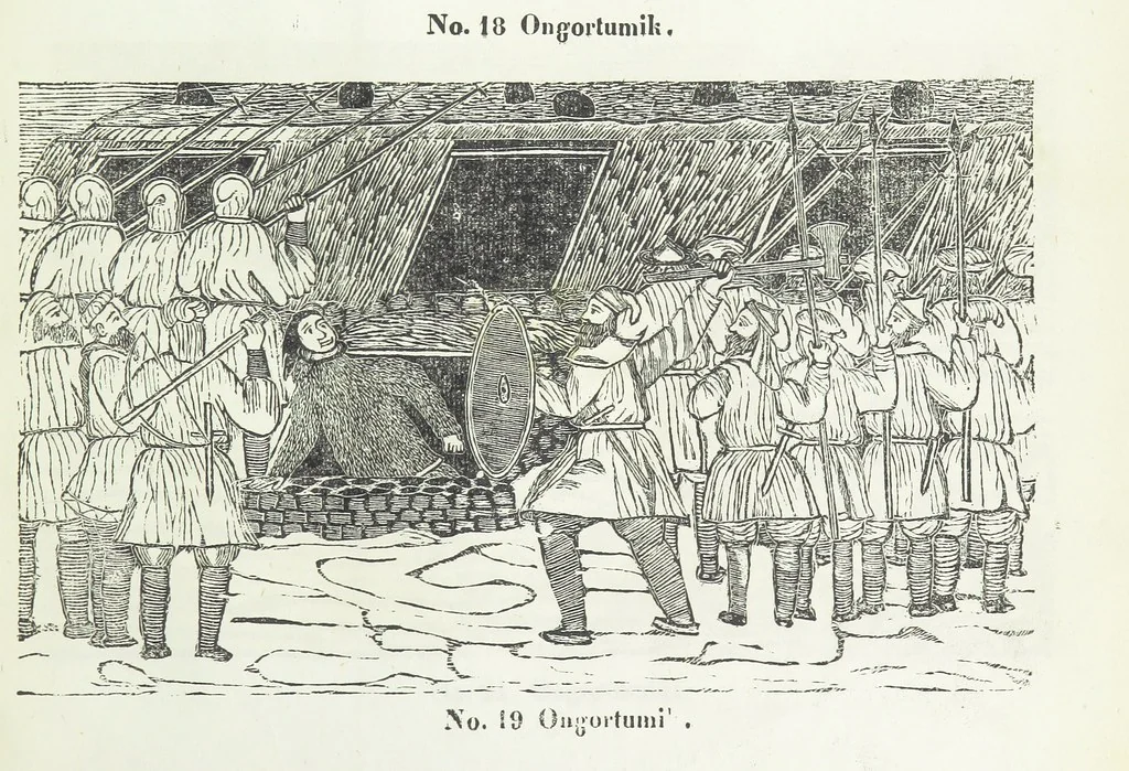 An illustration from Kaladlit Assilialiait; or, Woodcuts drawn and engraved by Greenlanders. [With coloured duplicates of Nos. 1 and 2, 1860, leaf 41