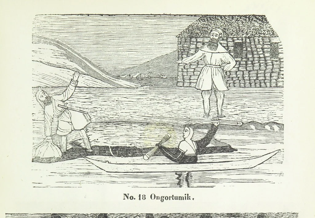 An illustration from Kaladlit Assilialiait; or, Woodcuts drawn and engraved by Greenlanders. [With coloured duplicates of Nos. 1 and 2, 1860, leaf 41