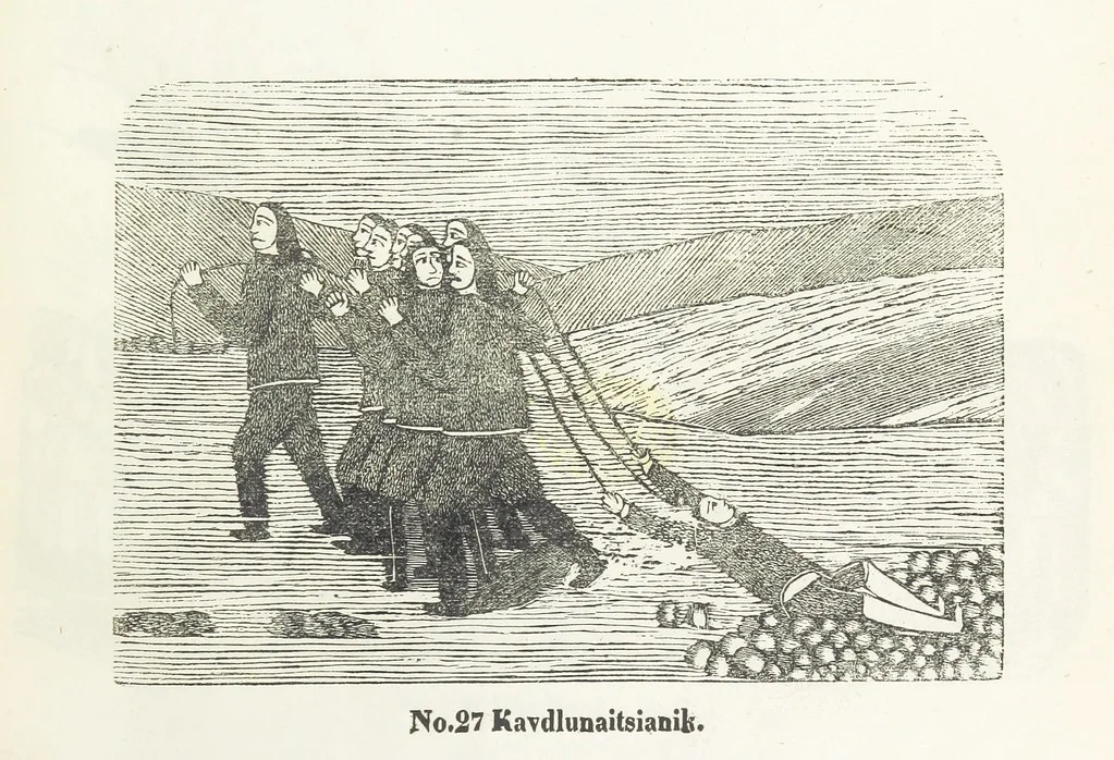 An illustration from Kaladlit Assilialiait; or, Woodcuts drawn and engraved by Greenlanders. [With coloured duplicates of Nos. 1 and 2, 1860, leaf 49