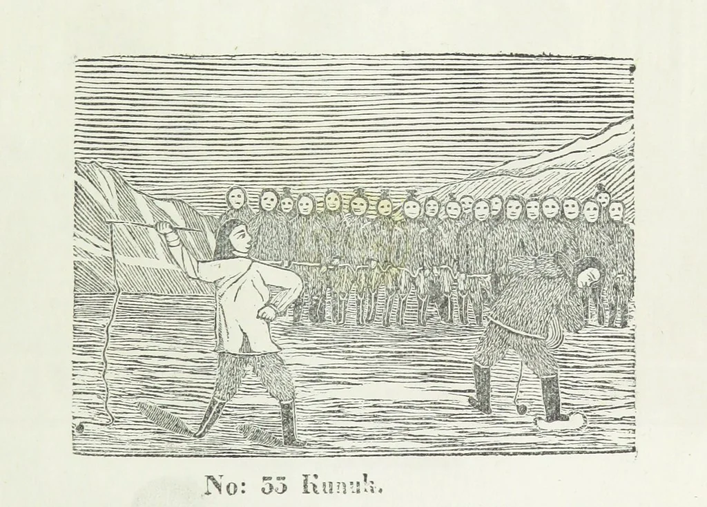 An illustration from Kaladlit Assilialiait; or, Woodcuts drawn and engraved by Greenlanders. [With coloured duplicates of Nos. 1 and 2, 1860, leaf 55