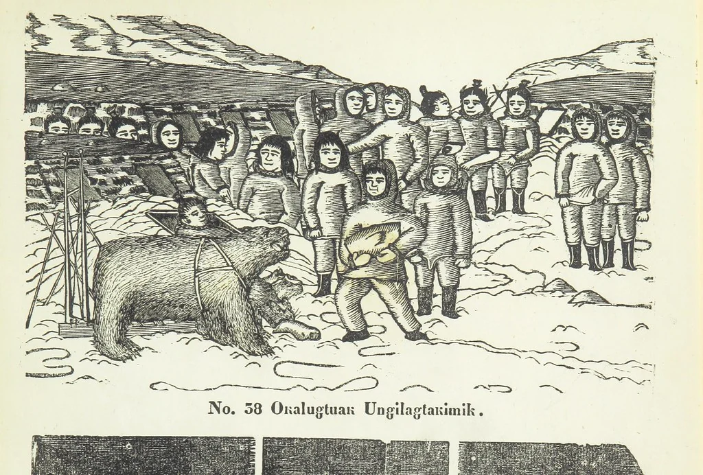 An illustration from Kaladlit Assilialiait; or, Woodcuts drawn and engraved by Greenlanders. [With coloured duplicates of Nos. 1 and 2, 1860, leaf 61